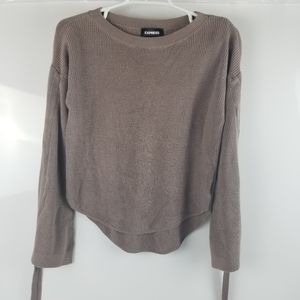 Express Knit Wide Sleeve Sweater Light Brown XS